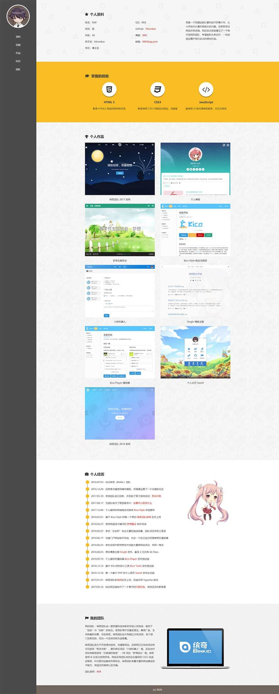 求職簡歷靜態(tài)模板,個人介紹html5模板