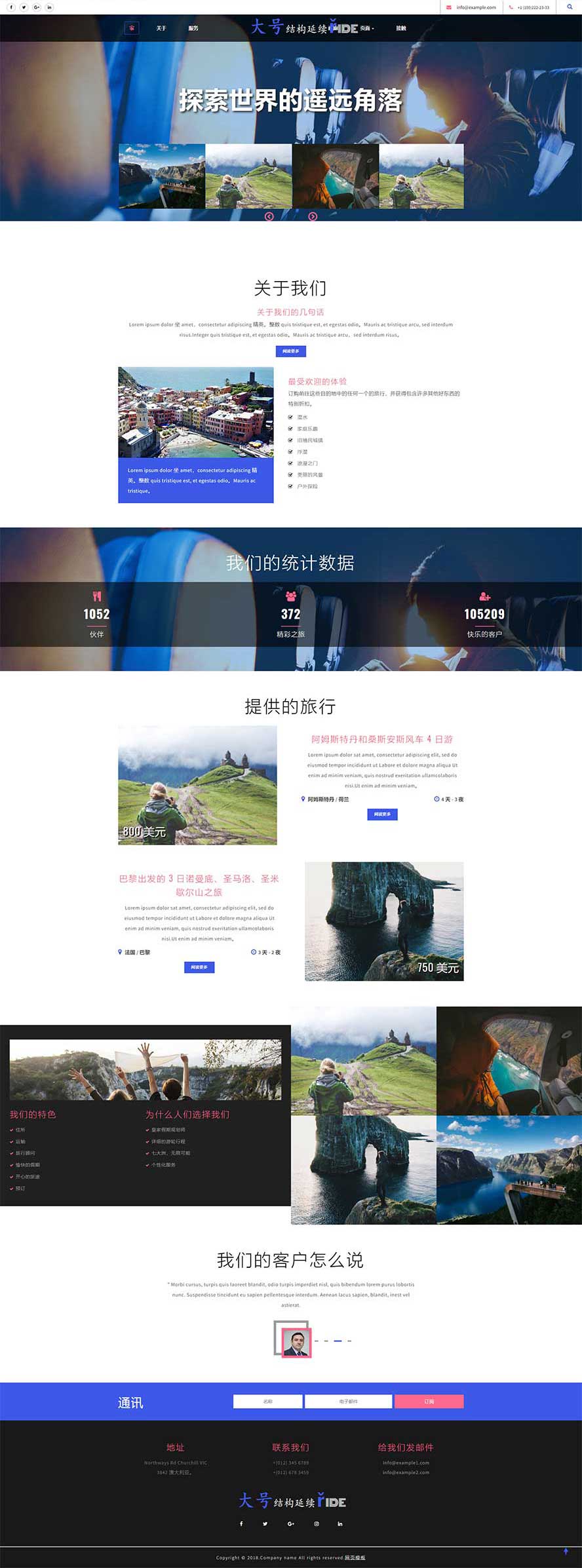 旅行社靜態(tài)模板,餐飲酒店html5模板